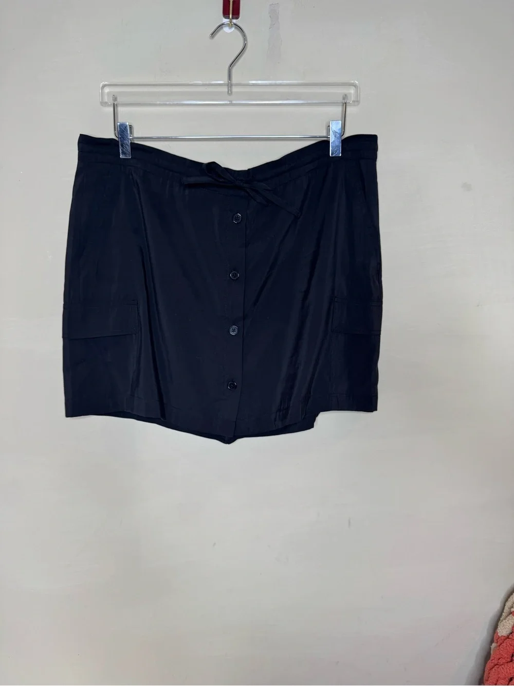 CAbi Black Skort with Tie Waist and Flap Pockets size medium